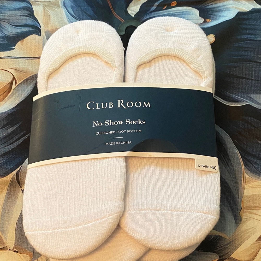 Club Room Cushioned White No-Show Socks
